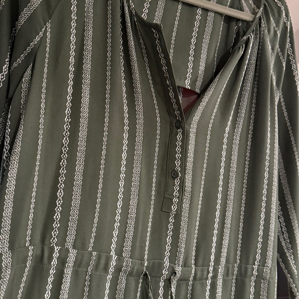 Gap Olive And White Patterned Dress With Belted W… - image 3